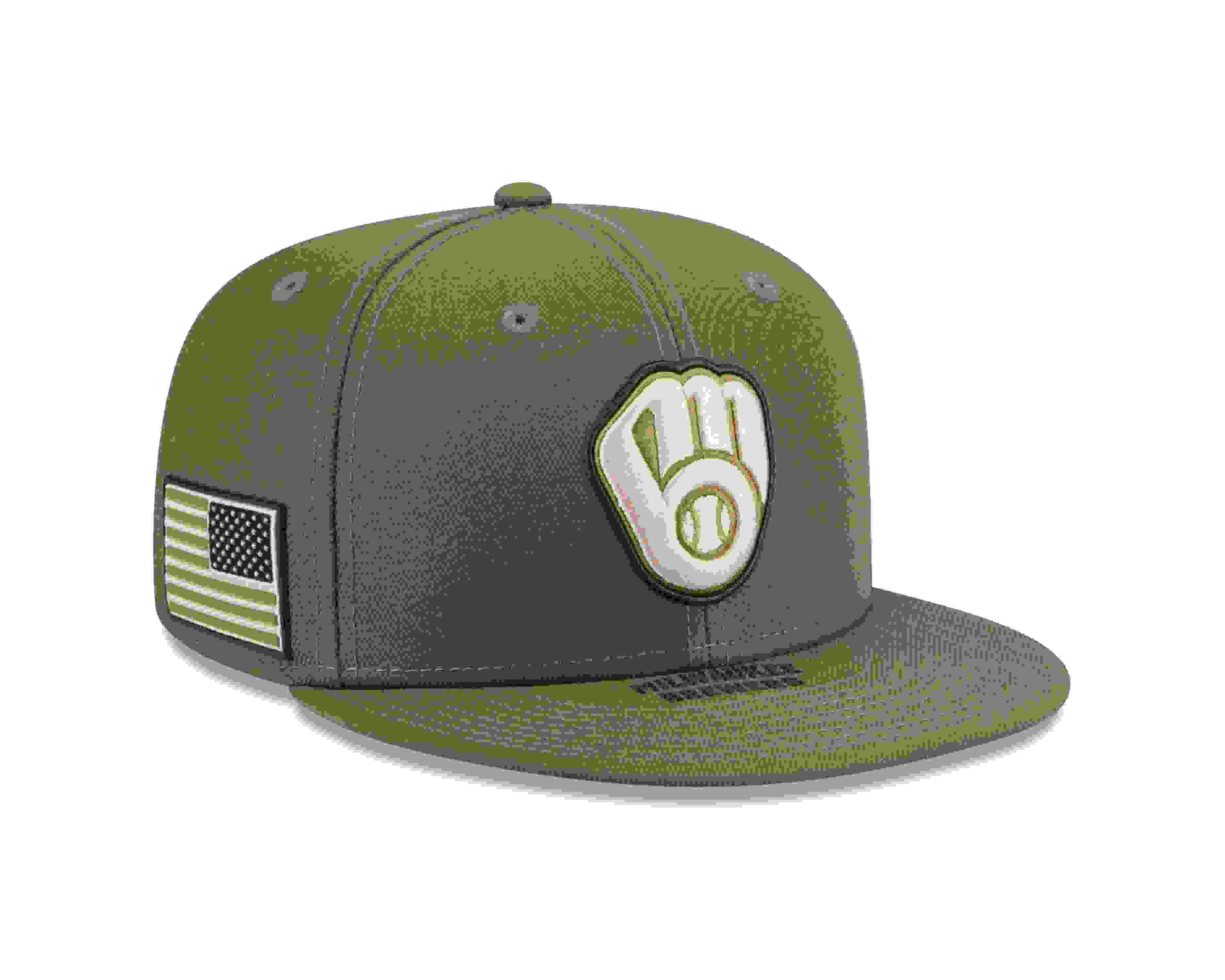New Era Milwaukee Brewers 9FIFTY Armed Forces Green Snapback Hat